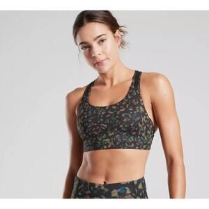 Athleta Contender Multi-colored Ancient Forest Leopard Sports Bra - Size XS